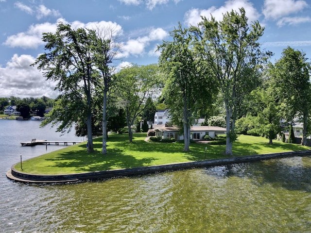 view of water feature featuring a dock