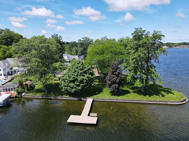 water view featuring a dock