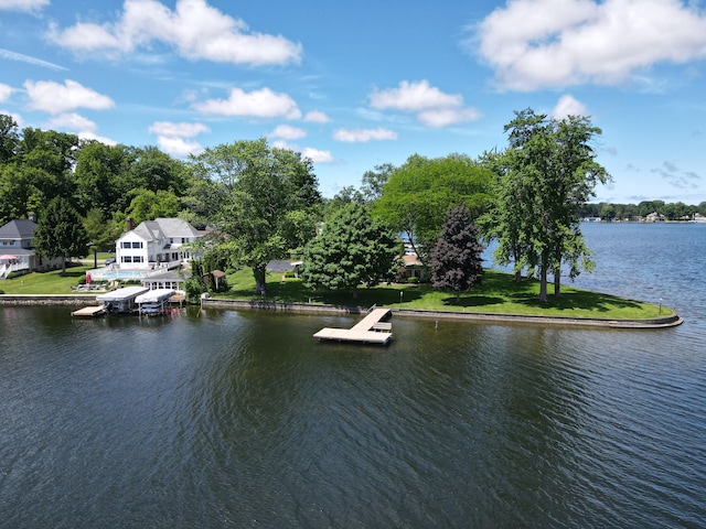 water view with a boat dock