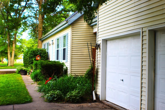 exterior space featuring a garage