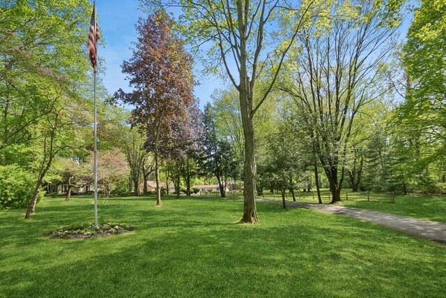 view of home's community with a lawn