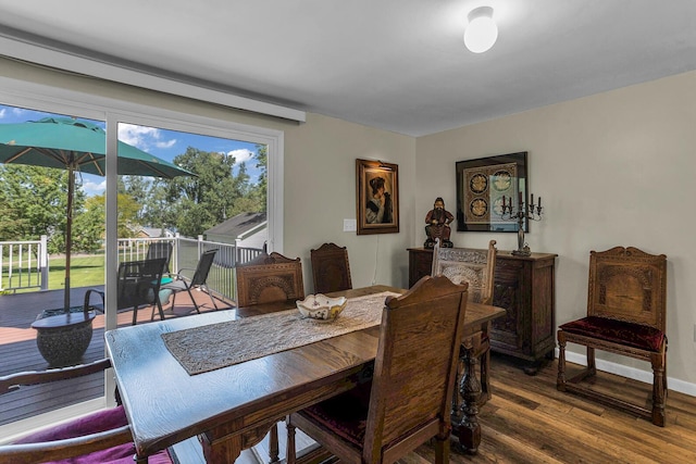 dining area featuring wood-type flooring