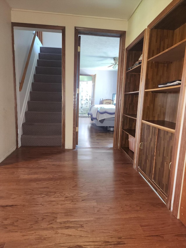 hall with dark wood-type flooring