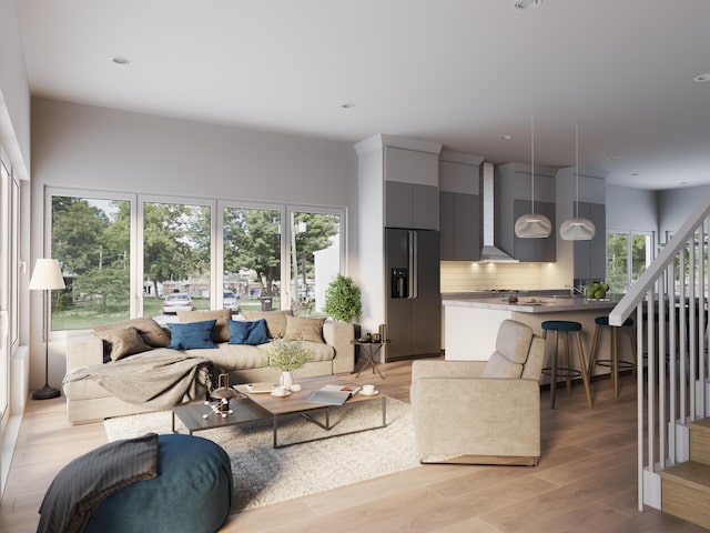 living room featuring light hardwood / wood-style floors