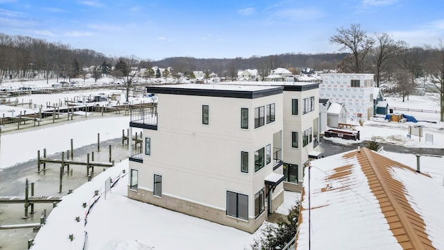 view of snow covered building