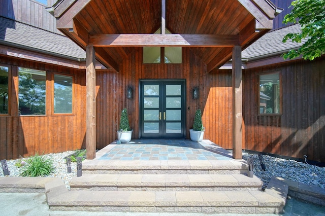 entrance to property featuring french doors