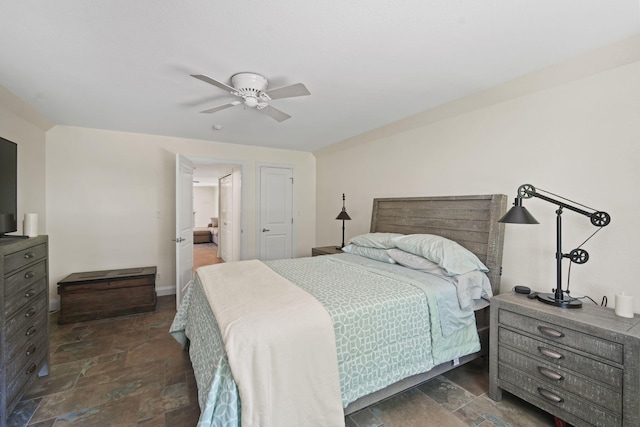 bedroom featuring ceiling fan