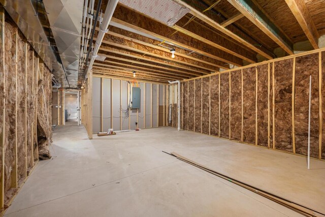 basement with electric panel