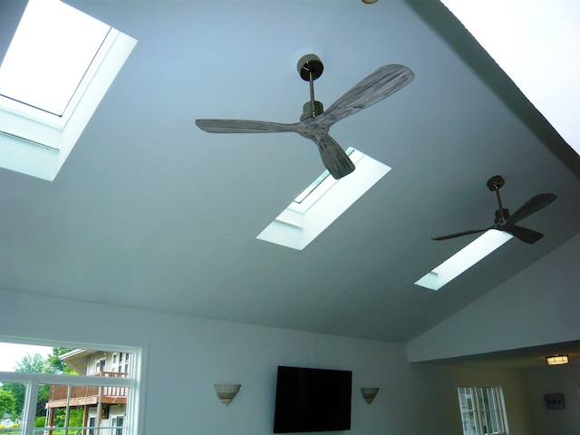 interior details featuring ceiling fan