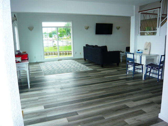 living room featuring dark hardwood / wood-style flooring