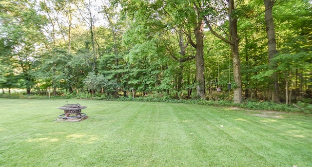 view of yard with an outdoor fire pit