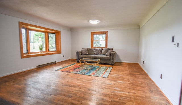 living room featuring light wood-type flooring