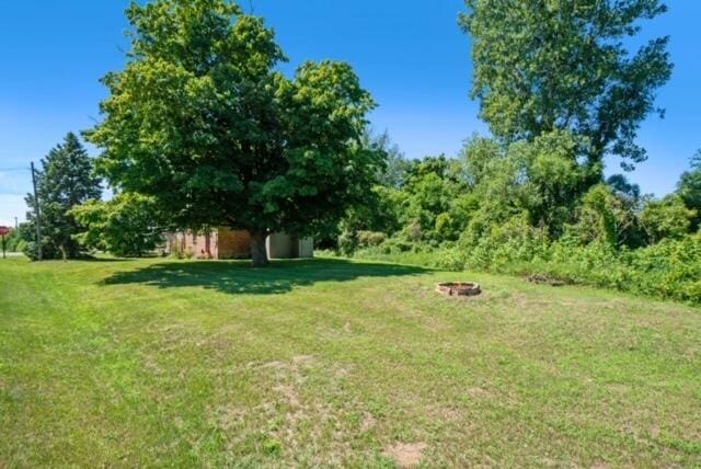 view of yard featuring an outdoor fire pit