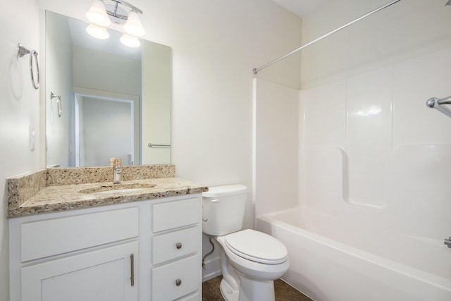 full bathroom featuring vanity, toilet, and shower / tub combination