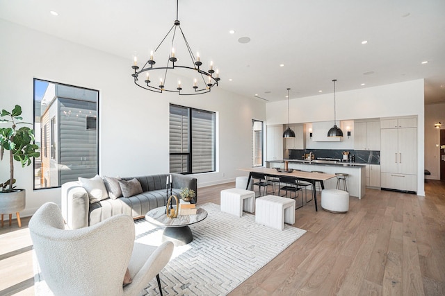 living room featuring light hardwood / wood-style flooring