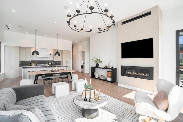 living room featuring light hardwood / wood-style flooring