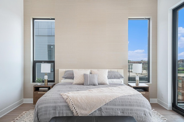 bedroom featuring light hardwood / wood-style flooring