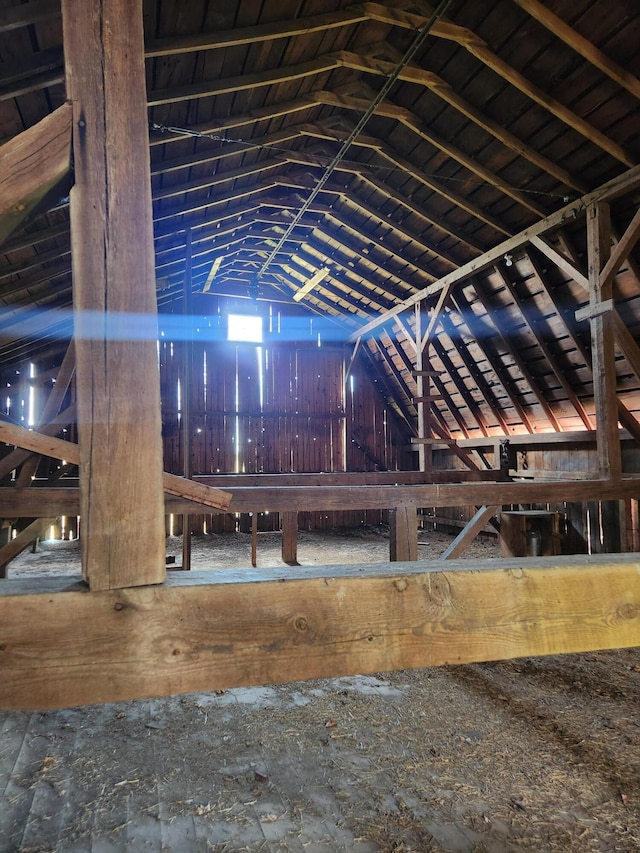 view of unfinished attic