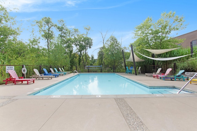 view of swimming pool with a patio