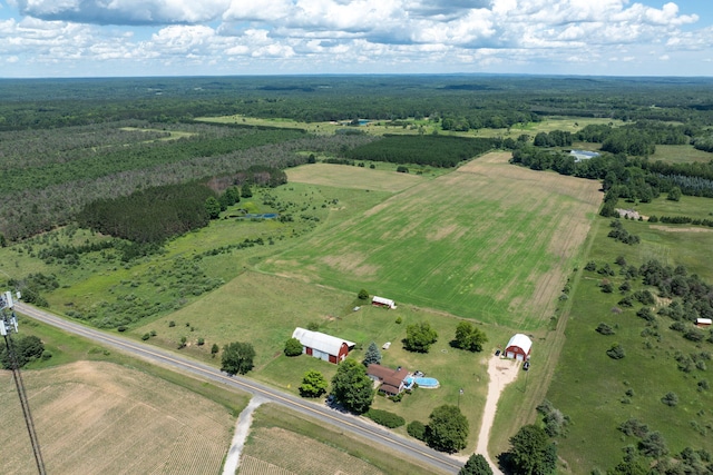 aerial view featuring a rural view