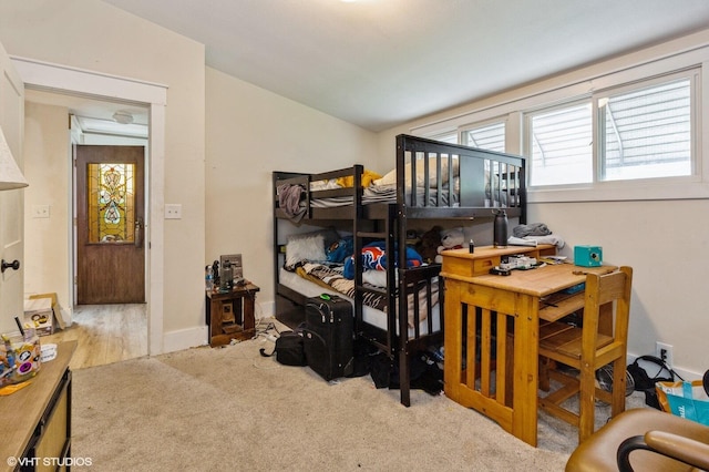 bedroom with vaulted ceiling