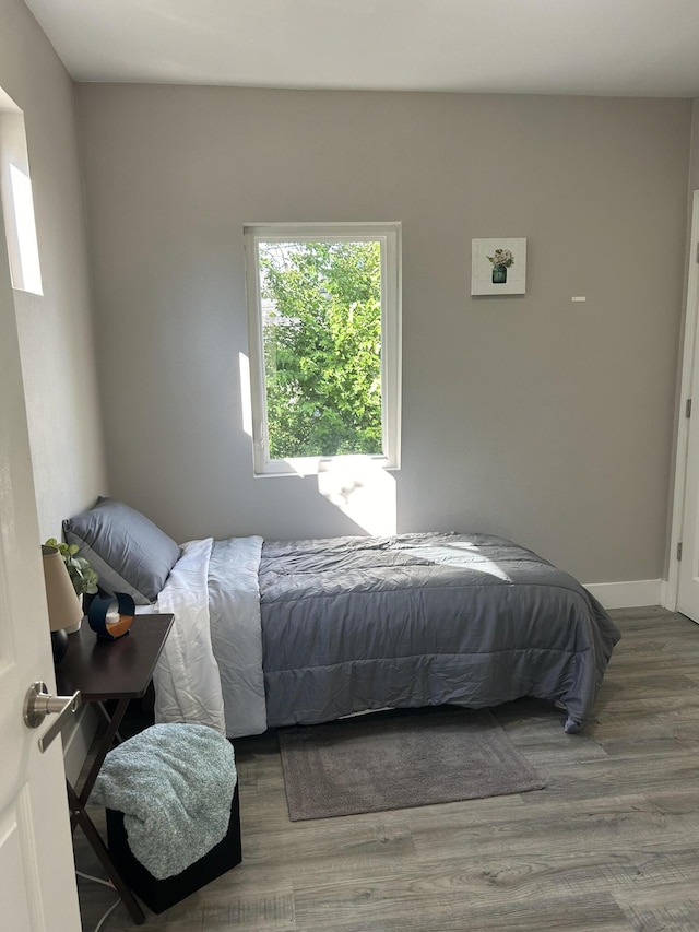 bedroom featuring wood-type flooring