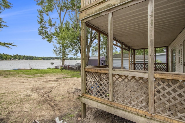 view of yard with a water view