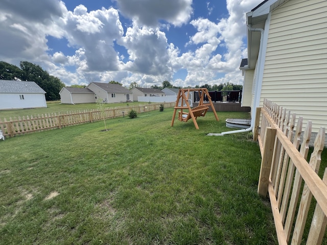 view of yard with a playground