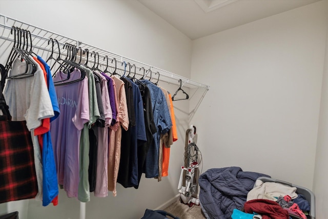 spacious closet with carpet flooring