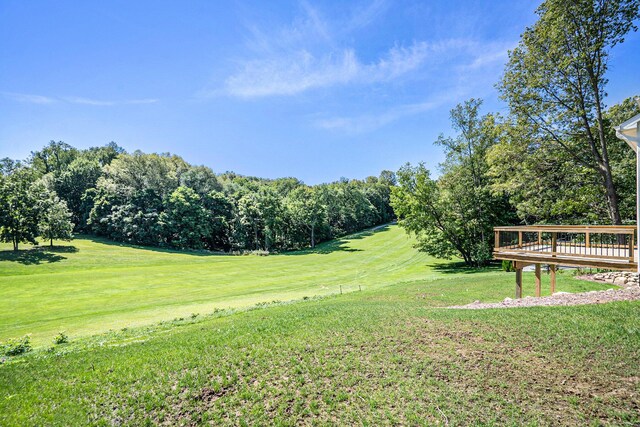 view of yard featuring a wooden deck