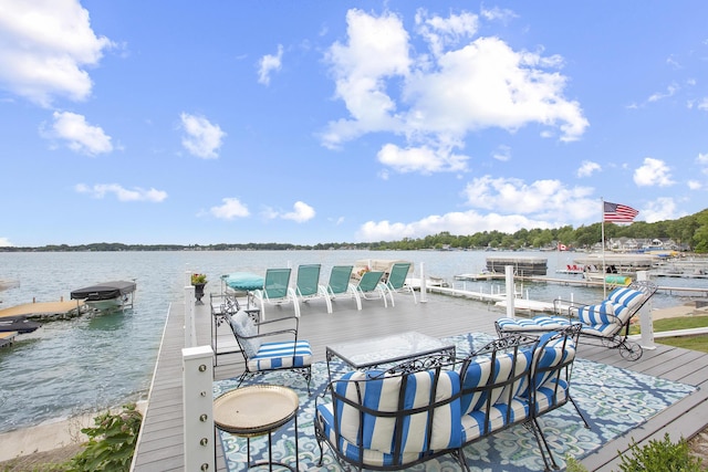 dock area featuring a water view