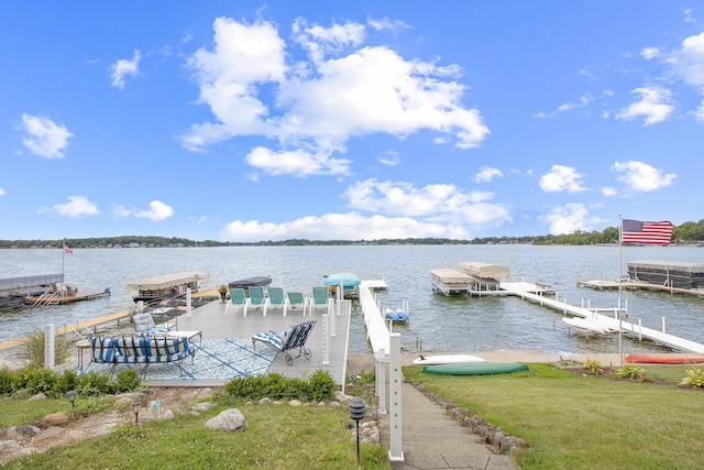 dock area featuring a water view