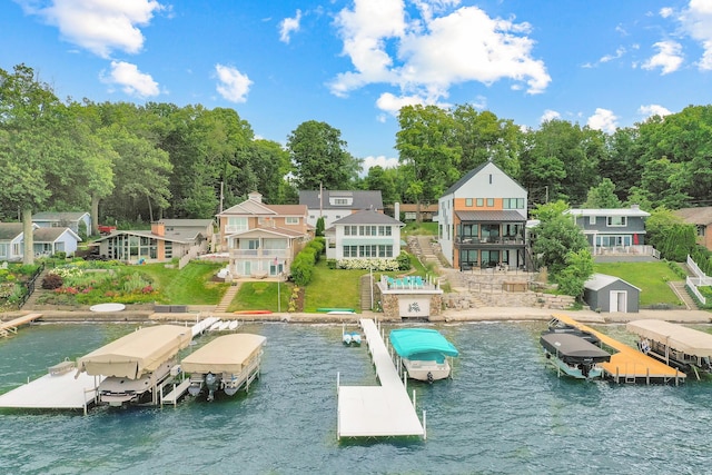 dock area featuring a water view