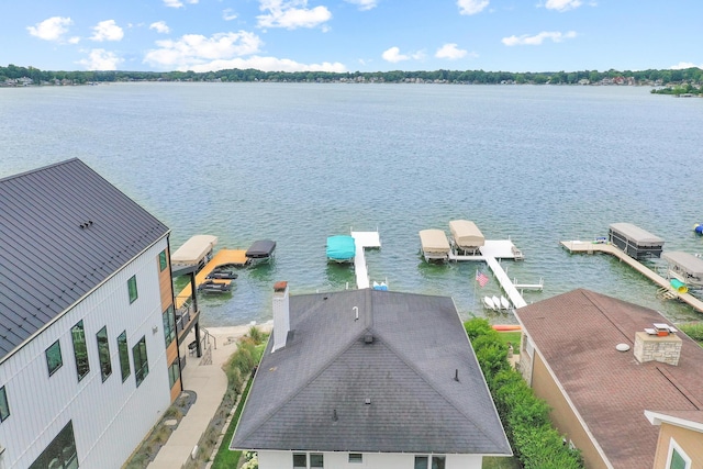 water view featuring a dock