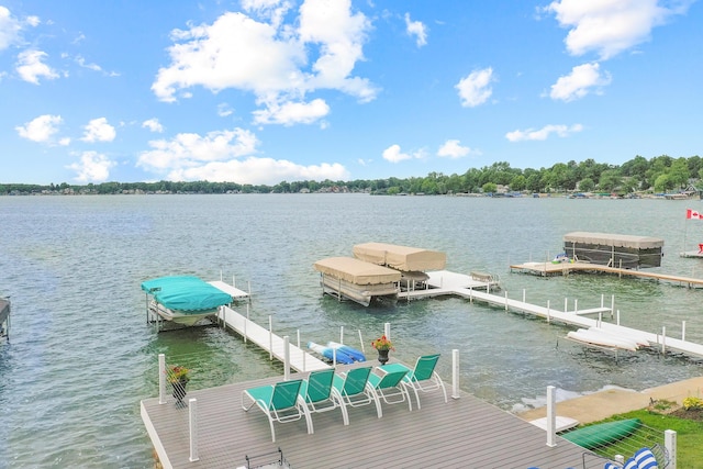 dock area featuring a water view