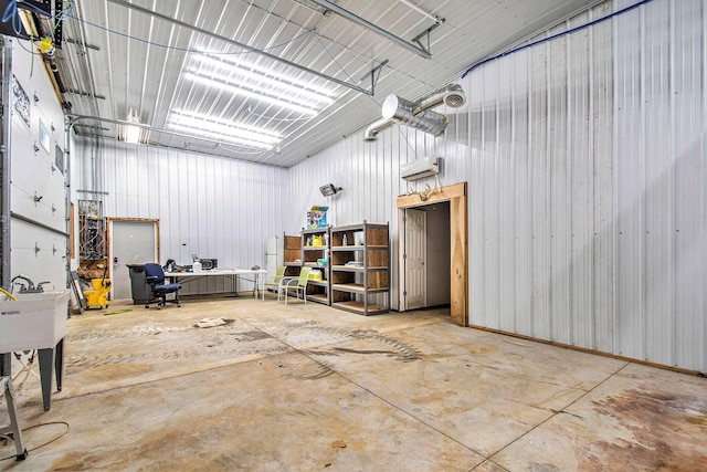 garage with a wall mounted AC