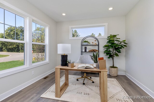 office area featuring hardwood / wood-style flooring and a wealth of natural light