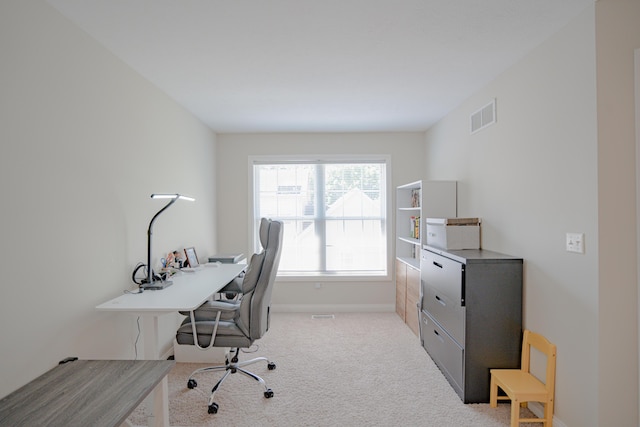 view of carpeted office space