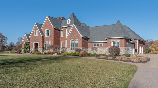 view of front of home featuring a garage and a front yard