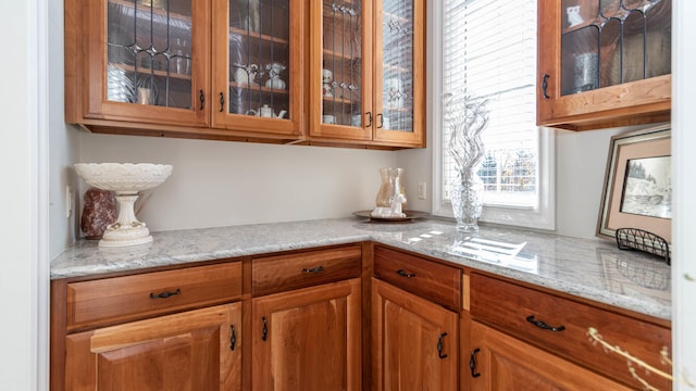 bar featuring light stone counters