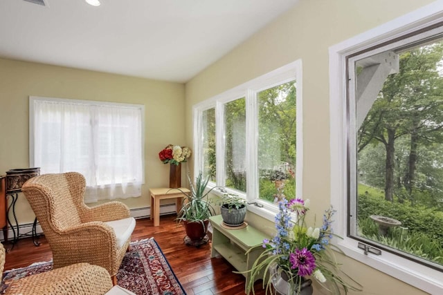 sunroom with baseboard heating