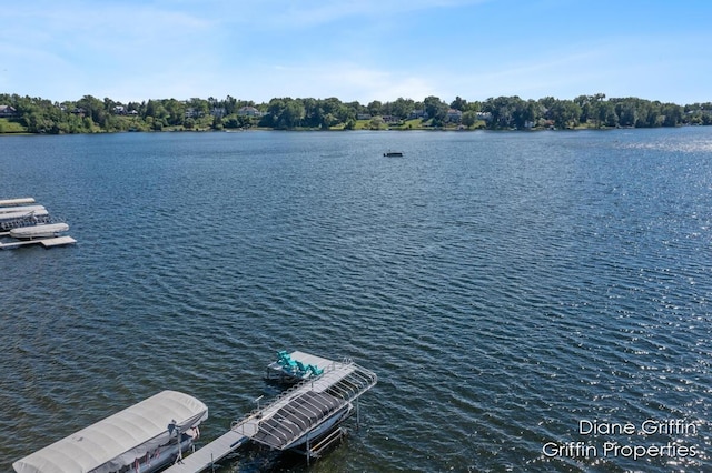 dock area featuring a water view