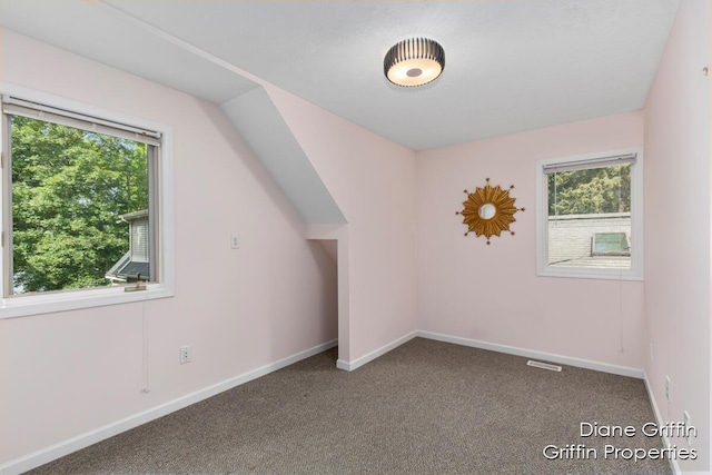 additional living space with a wealth of natural light and carpet floors