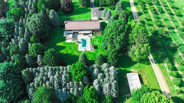 drone / aerial view with a rural view