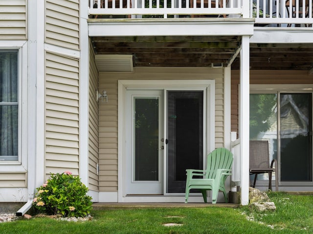 doorway to property with a balcony