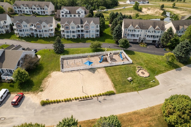 aerial view with a residential view