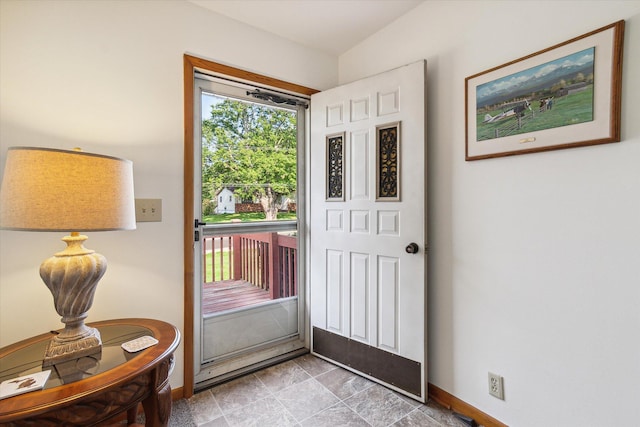 foyer with light tile patterned floors