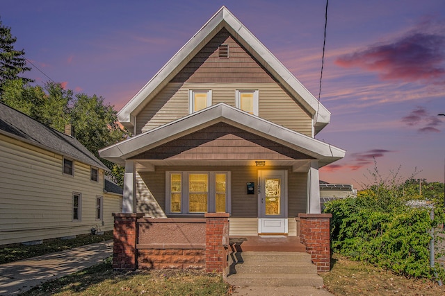 view of front of house featuring covered porch