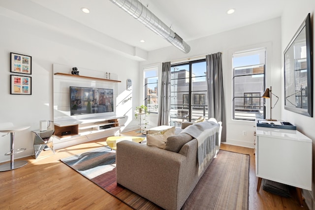 living room featuring hardwood / wood-style floors and plenty of natural light