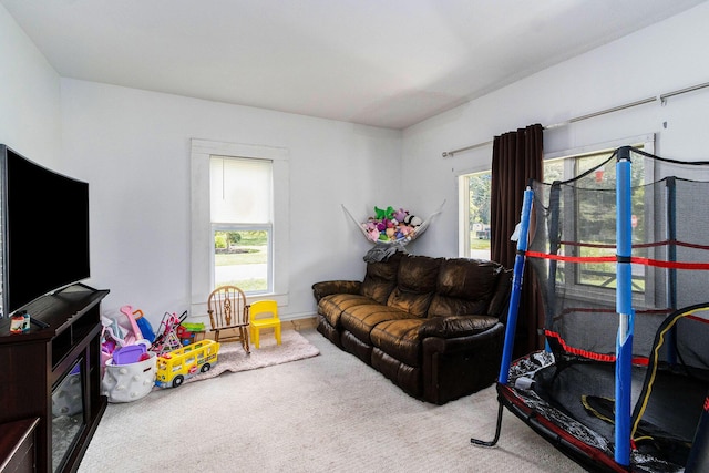 playroom with plenty of natural light and carpet